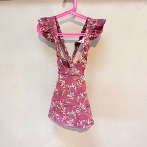 Mia‎ Joy Corduroy Overall Floral Ruffle Girls Dress- Sz. 3